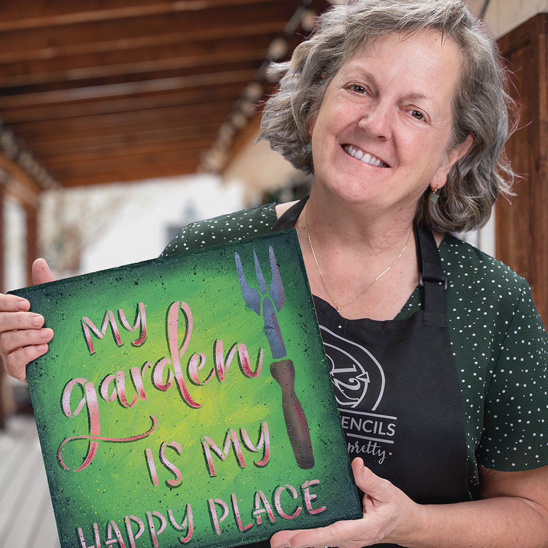 How to Stencil on a Concrete Stepping Stone StudioR12 Stencils