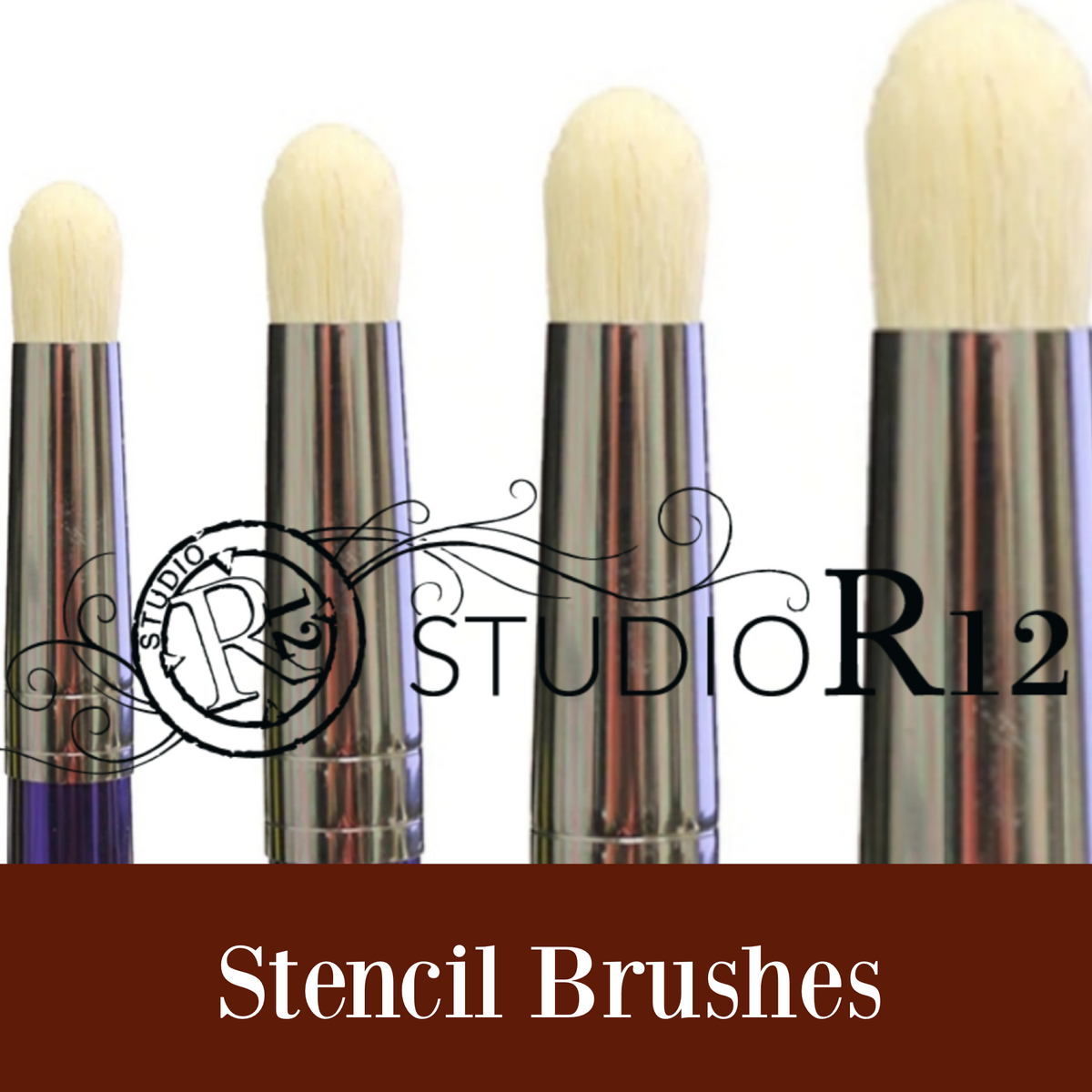 StudioR12 Studio R12 Dome Stencil Brush | Scumble | Swirl | Dry Brush | Prevent Bleeding | DIY Crafting & Painting Tools | Select Size (Set of All 5)