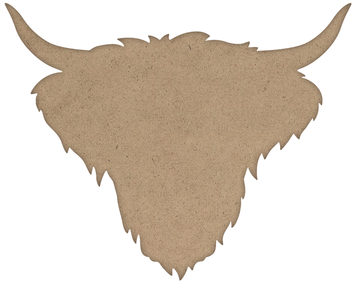 Highland Cow Head Wood Surface Ready to Paint Fluffy Cow Face Cutout