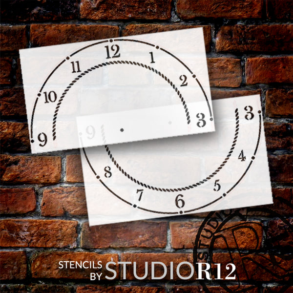 Clock Numbers with Rope Accent Stencil by StudioR12 | Paint a DIY Clock | DIY Home Decor | Nautical Design | STCL7181 | Select Size