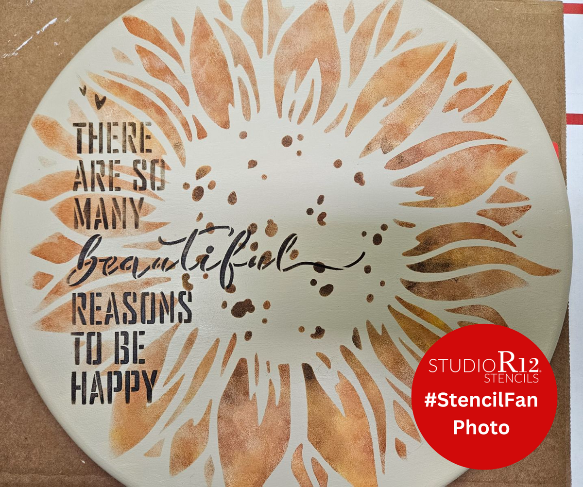 Sunflower Love Stem Stencil by StudioR12, DIY Summer Decor