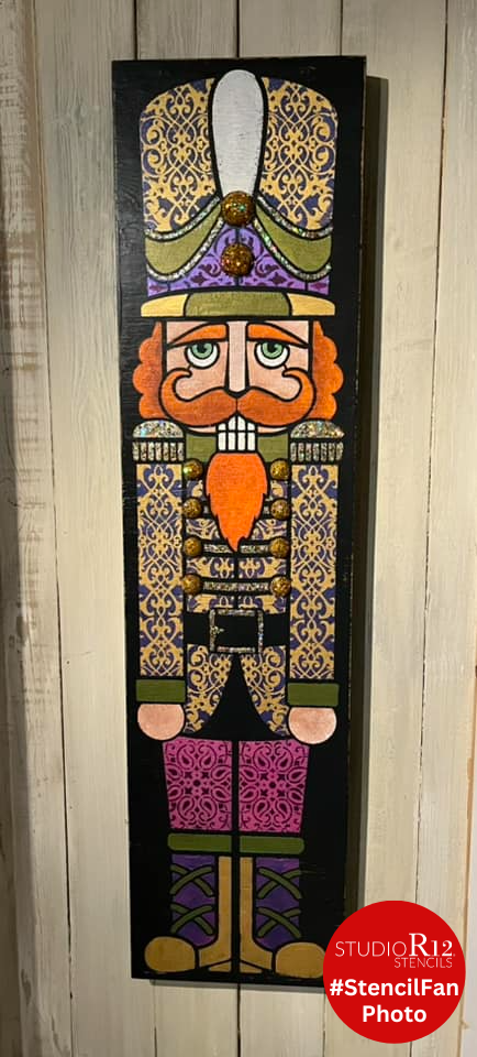 Christmas Nutcracker Soldier Tall Porch Sign Stencil by StudioR12 | 4ft | USA Made - Craft DIY Winter Holiday Porch Decor | Paint Reversible Wood Leaner | STCL6944