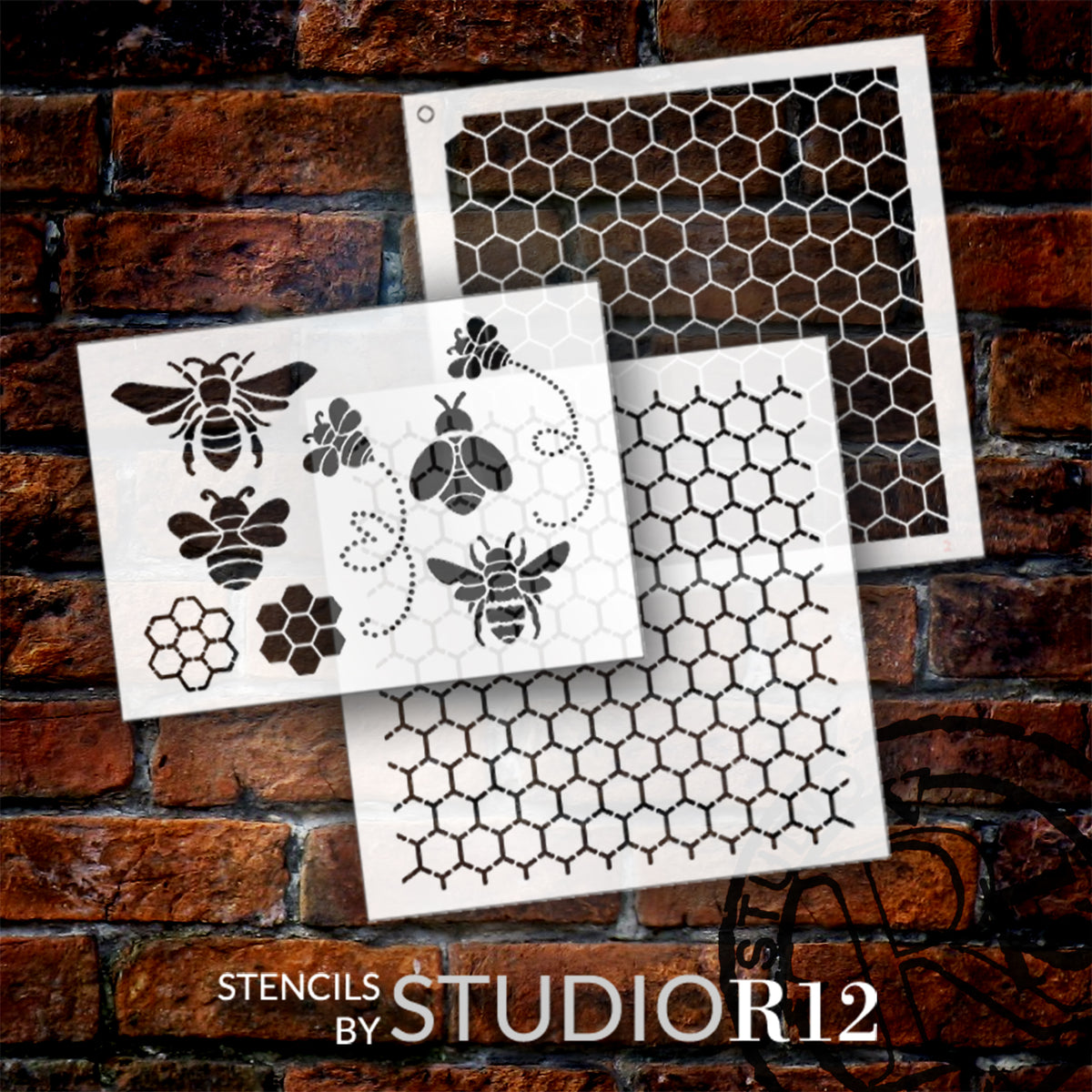 Bumble & Co Local Honey Stencil with Bee by StudioR12 DIY Rustic Farm Home Decor Craft & Paint Farmhouse Wood Signs Select Size 18 x 18 inch