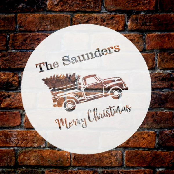 Personalized Merry Christmas Red Truck Stencil by StudioR12 | DIY Holiday Home Decor | Country | Paint on Wood or Tray | Select Size | PRST0022