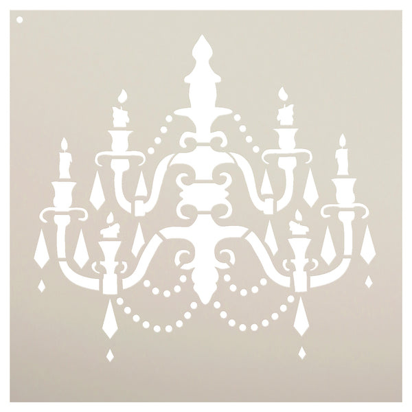 Chandelier Stencil by StudioR12 | Elegant Baroque Art - Mini 5 x 5-inch Reusable Mylar Template | Painting, Chalk, Mixed Media | Use for Journaling, DIY Home Decor - STCL684_1