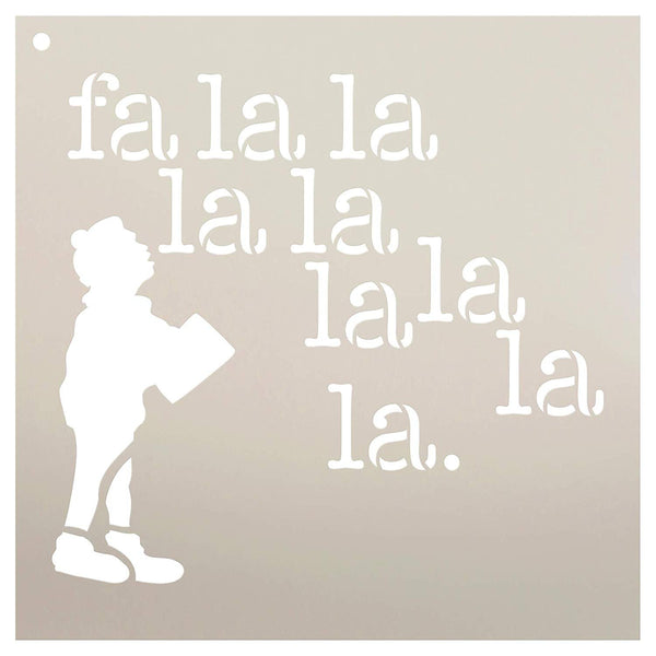 FA La La La with Caroler Stencil by StudioR12 | Reusable Mylar Template | Use to Paint Wood Signs - Pallets - Wall - Pillows - DIY Christmas Decor - Select Size