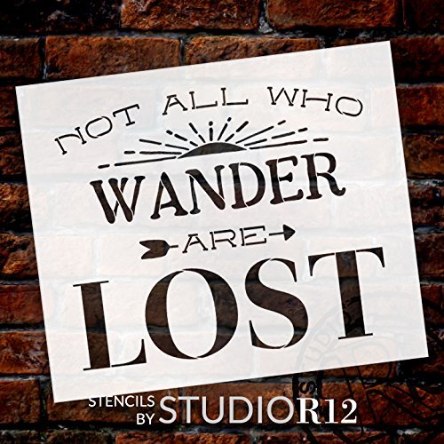 Not All Who Wander are Lost - Sunshine Stencil by StudioR12 | Reusable Mylar Template | Use to Paint Wood Signs - Pallets - Pillows - DIY Inspirational - Select Size | STCL2189