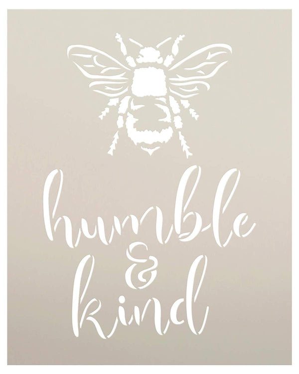 Bee Humble & Kind Stencil by StudioR12 | DIY Farmhouse Bumblebee Home & Classroom Decor | Spring Script Inspirational Word Art | Paint Signs | Reusable Mylar Template | Select Size