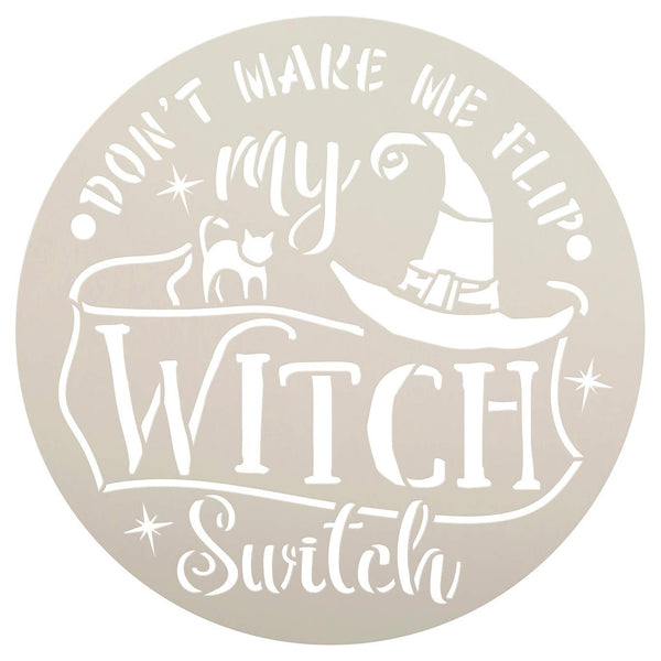 Flip My Witch Switch Stencil with Cat & Hat by StudioR12 | DIY Halloween Home Decor | Craft & Paint | Reusable Template | Select Size