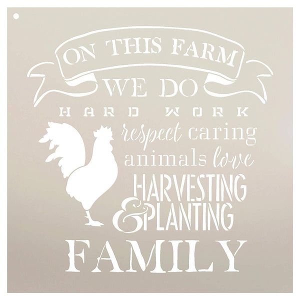 On This Farm with Chicken Stencil by StudioR12 | Reusable Mylar Template | Use to Paint Wood Signs - Pallets - DIY Country Decor - Select Size