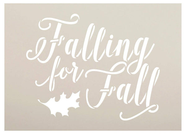 Falling for Fall Stencil by StudioR12| Script Letters | Reusable Word Template for Painting on Wood | DIY Home Decor Signs Fall Farmhouse Leaves Autumn Chalk Mixed Media Craft Select Size (24