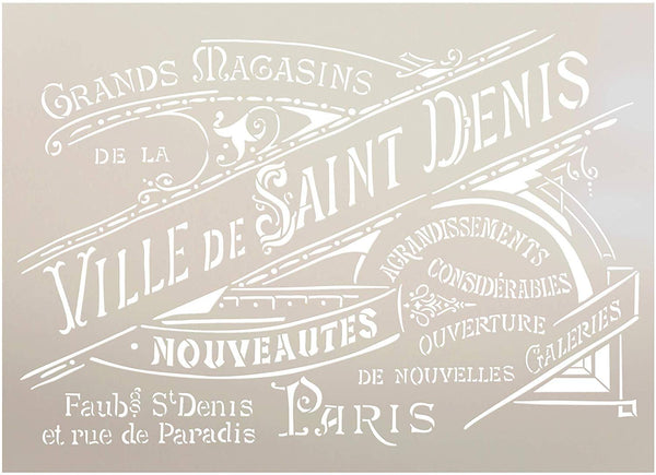 Embellished Vintage Paris Stencil by StudioR12 | DIY Old French Ephemera Home Decor & Furniture | Farmhouse Word Art | Craft & Paint Antique Wood Sign | Mylar Template | Size