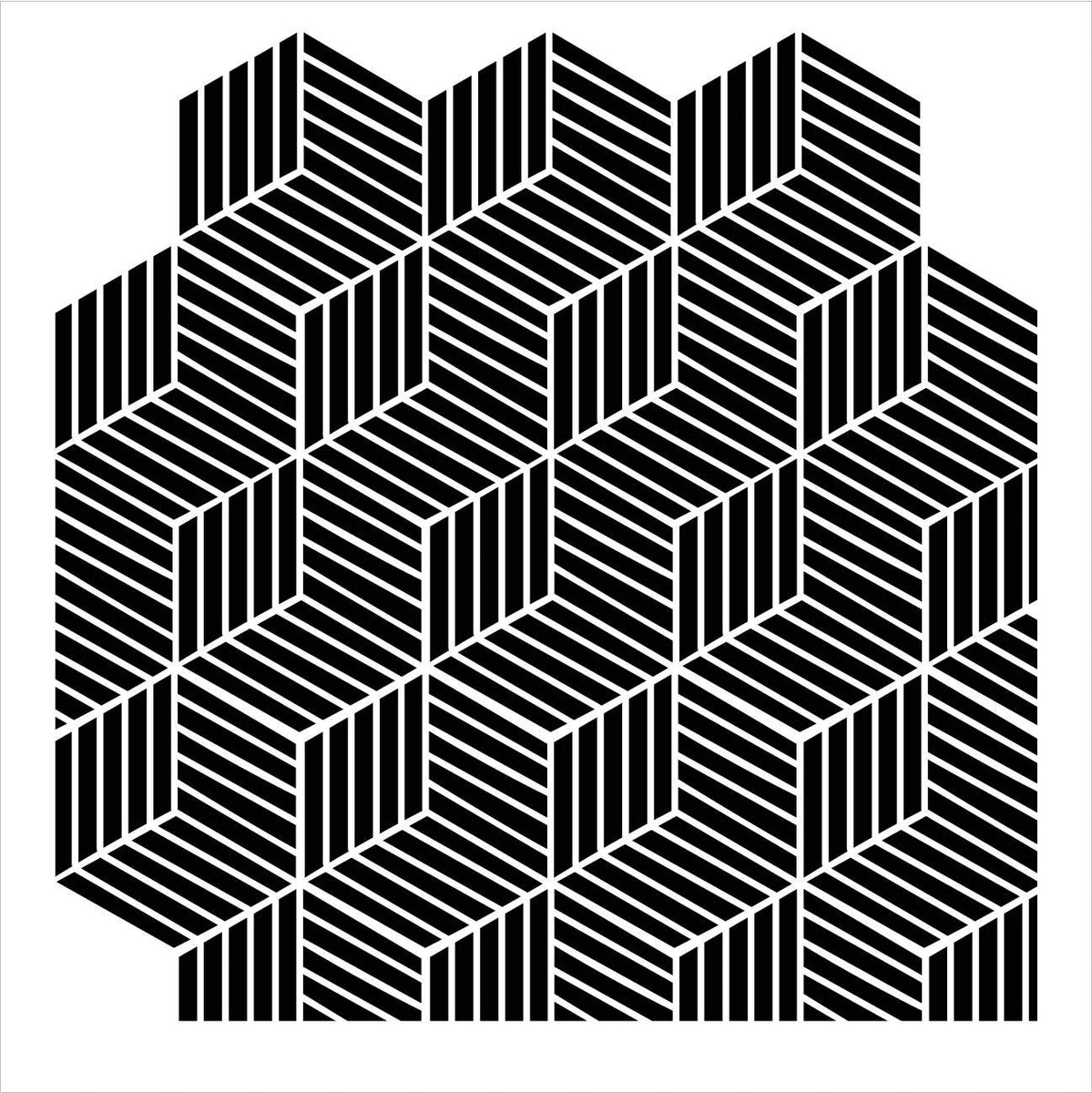 Radiating Hexagon Stencil by StudioR12, Geometric Pattern