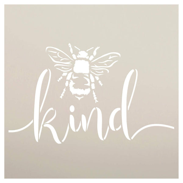 Bee Kind Stencil by StudioR12 | DIY Farmhouse Bumblebee Home & Classroom Decor | Spring Script Inspirational Word Art | Craft & Paint Wood Signs | Reusable Mylar Template | Select Size