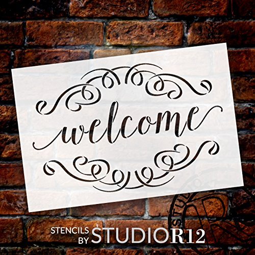 Welcome Stencil by StudioR12 - Edwardian Script Word Art