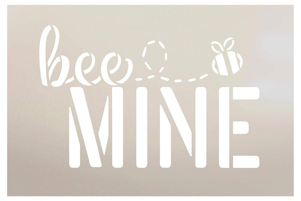 Bee Mine Stencil with Bumblebee by StudioR12 | Cursive Script | Reusable Mylar Template | Paint Wood Sign | Craft Funny Valentine Gift | DIY Holiday Home Decor | Select Size