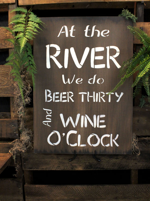 Beer Thirty Wine O'Clock Stencil by StudioR12 | Outdoor River Decor | STCL2078 | Select Size