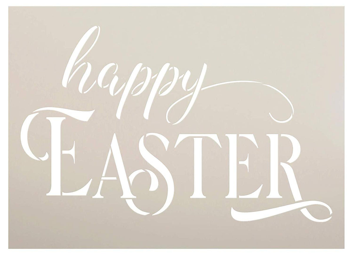 Happy Easter Stencil with Bunny by StudioR12 DIY Christian Spring Home  Decor Rustic Script Word Art Craft & Paint Farmhouse Wood Signs Reusable  Mylar Template Select Size 11.25 x 8.25 inch 