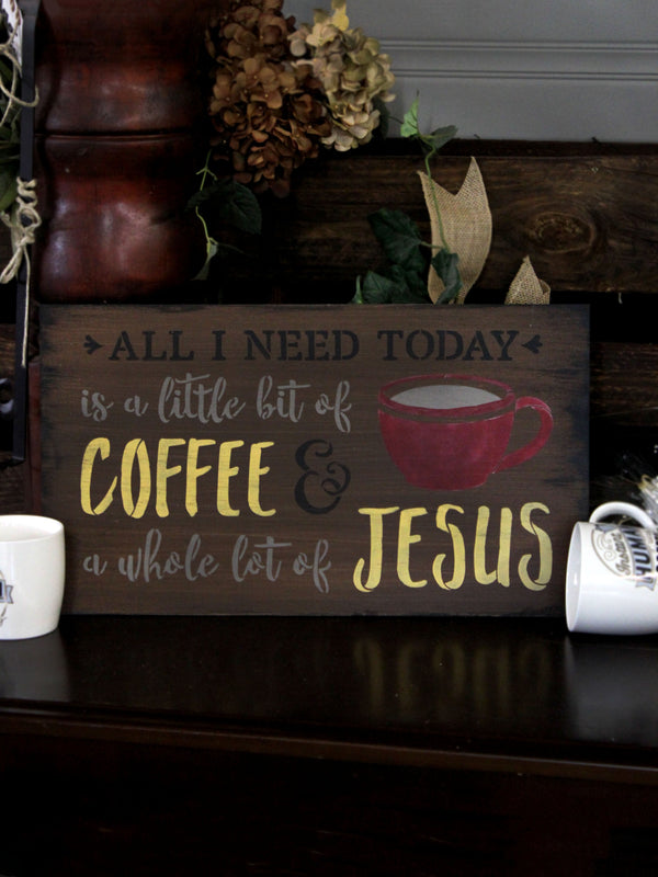 Little Bit Of Coffee Whole Lot Of Jesus - Word Art Stencil by StudioR12