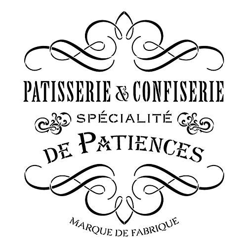 Patisserie & Confiserie Stencil by StudioR12 | Elegant Filigree Word Art - Reusable Mylar Template | Painting, Chalk, Mixed Media | Use for Crafting, DIY Home Decor - CHOOSE SIZE