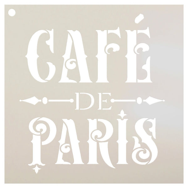 Cafe de Paris Stencil by StudioR12 | French Victorian Word Art - Reusable Mylar Template | Painting, Chalk, Mixed Media | Use for Journaling, DIY Home Decor - STCL910 SELECT SIZE