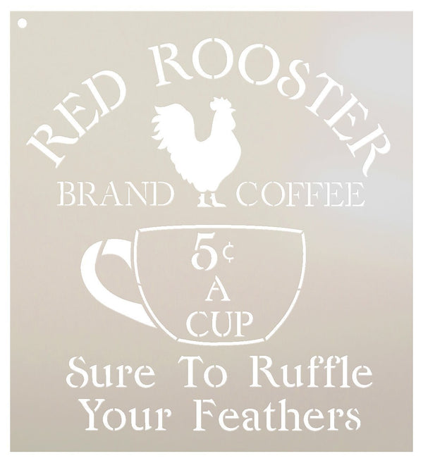 Coffee Sign Stencil by StudioR12 | Vintage Rooster Word Art - Reusable Mylar Template | Painting, Chalk, Mixed Media | Use for Crafting, DIY Home Decor - STCL1428 | Multiple Sizes Available