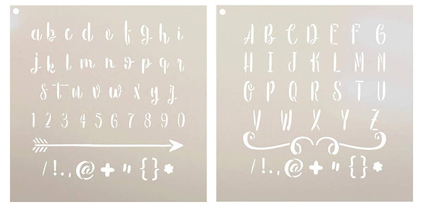 Lettering - Upper & Lower Case Stencil - 2 Part by StudioR12 - Sweet Hipster | Reusable Mylar Template | Use to Paint Wood Signs - Pillows - Monogram - DIY Lettering Projects - STCL2611