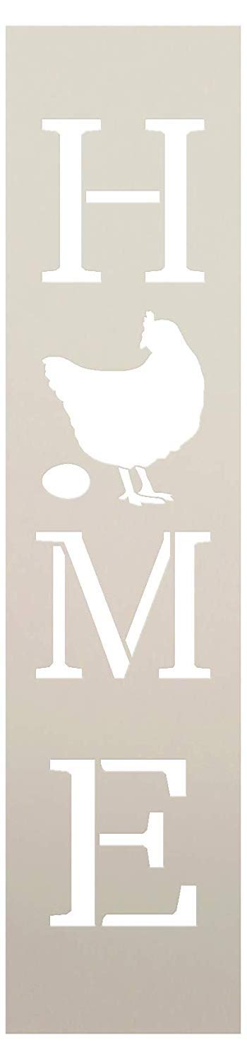 Home with Chicken - Hen & Egg - Vertical Stencil by StudioR12 | Reusable Mylar Template | Use to Paint Wood Signs - Pallets - Banners - DIY Country Decor - Select Size (7