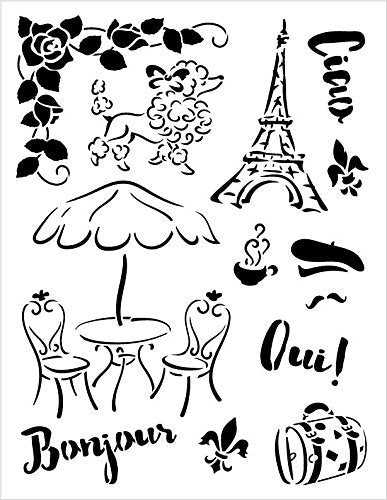 Jadore Paris Stencil by StudioR12 | French Travel Art Elements - Medium 8.5 x 11-inch Reusable Mylar Template | Painting, Chalk, Mixed Media | Use for Crafting, DIY Home Decor - STCL1042_1