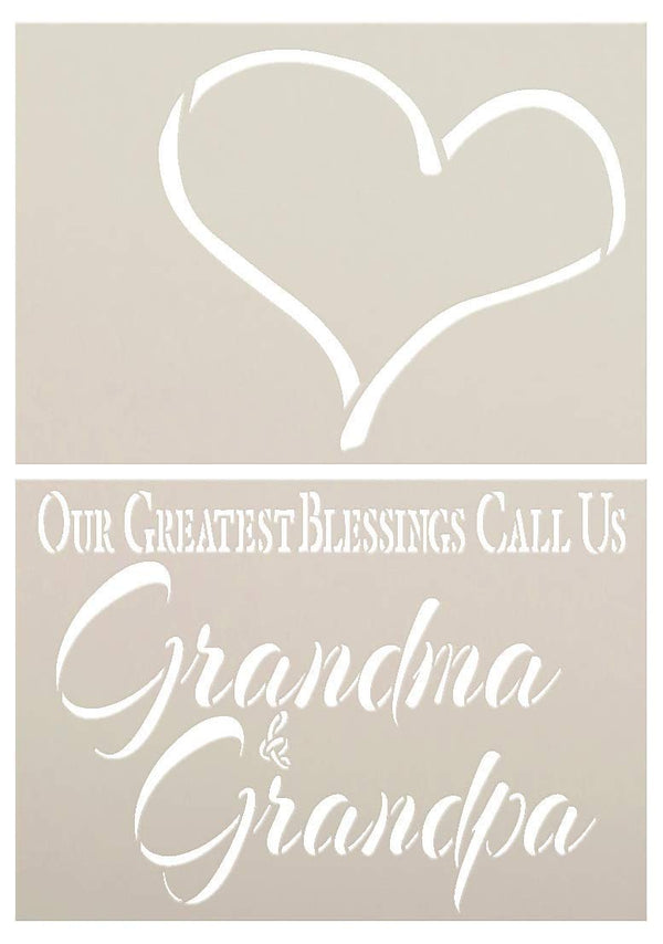 Our Greatest Blessings Call Us Grandma & Grandpa Stencil - 2 Part by StudioR12 | Reusable Mylar Template | Use to Paint Wood Signs - Pallets - Pillows - DIY Family Decor - Select Size | STCL2485
