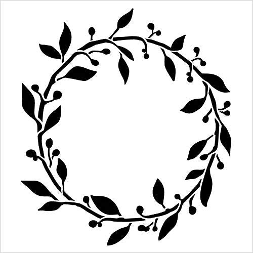 Leaf & Berry Wreath Stencil by StudioR12  DIY Plant Outdoor Home Deco – StudioR12  Stencils