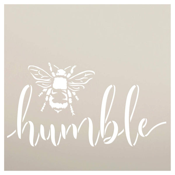 Bee Humble Stencil by StudioR12 | DIY Farmhouse Bumblebee Home & Classroom Decor | Spring Script Inspirational Word Art | Craft & Paint Wood Sign | Reusable Mylar Template | Select Size