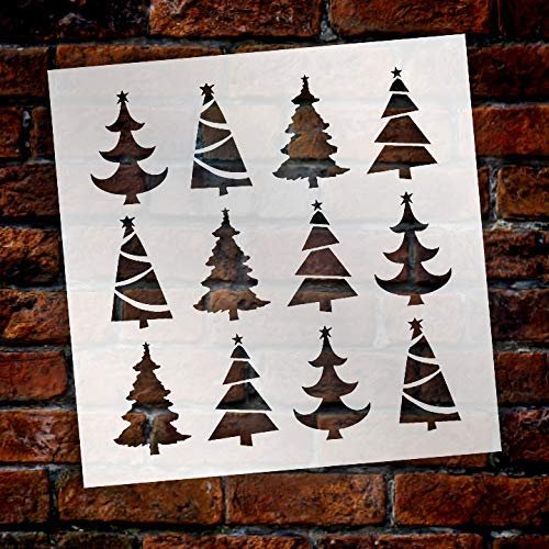 Christmas Trees Pattern Stencil by StudioR12 | DIY Christmas | Holiday Decor | Seasonal Gift | Craft Home Decor | Paint Wood Sign | Select Size | STCL1498