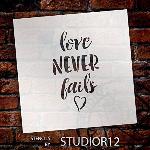 Love Never Fails Stencil - by StudioR12 | - Reusable Mylar Template | Painting, Chalk, Mixed Media | Wall Art, DIY Home Decor- STCL1518 - SELECT SIZE