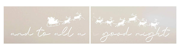 To All a Good Night Jumbo 2-Part Stencil by StudioR12 | Santa's Sleigh & Reindeer | DIY Christmas Word Art Home Decor | Paint Oversize Holiday Wood Sign | Mylar Template | Extra Large | 54 x 12.6 inch