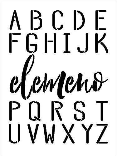 Elemeno Alphabet Stencil by StudioR12 | Reusable Mylar Template | Use to Paint Wood Signs - Plaques - Pallets - Pillows - DIY Personalization - Select Size | STCL2475