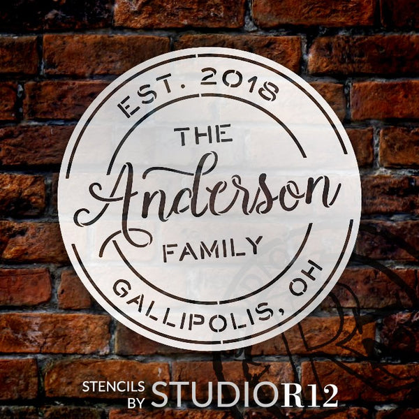 Personalized Family Postmark Stencil by StudioR12 | DIY Custom Vintage Farmhouse Home Decor | Craft & Paint Wood Signs | Select Size | PRST5411