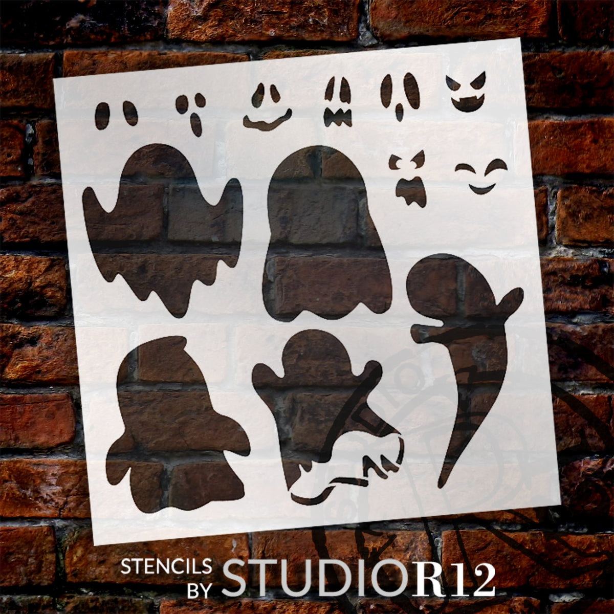 Ghosts & Faces Stencil by StudioR12 - Craft DIY Ghost Halloween Decor