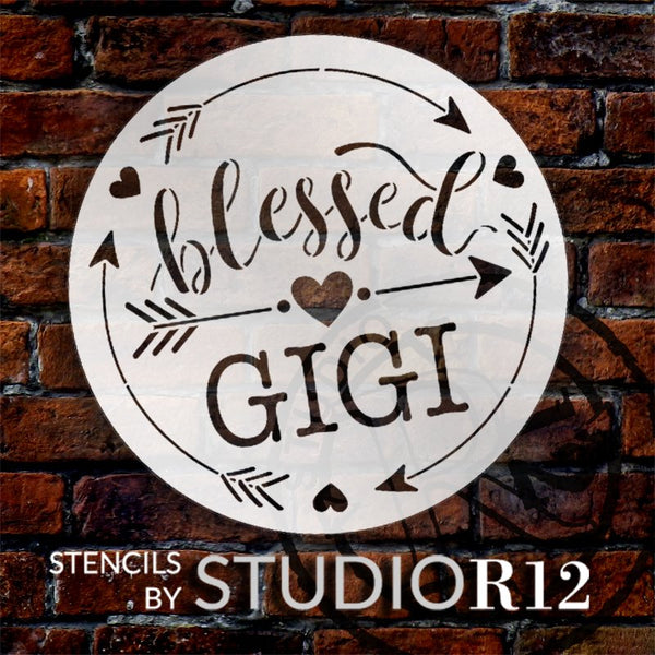 Personalized Blessed Grandmother Stencil with Hearts by StudioR12 | Custom Grandma Name | DIY Home Decor | Paint Wood Signs | Select Size | PRST5619