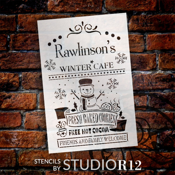 Personalized Winter Cafe Stencil by StudioR12 | DIY Holiday Kitchen Decor | Hot Cocoa & Coffee Bar | Paint Wood Signs | Select Size | PRST5883