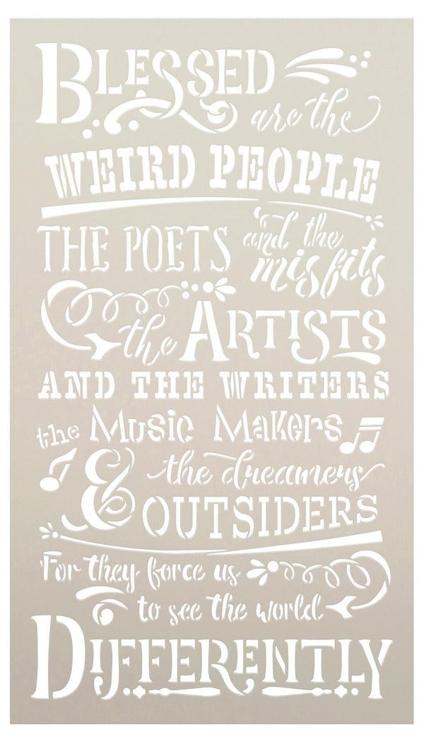 Blessed are The Weird People Stencil by StudioR12 | DIY Quote Home Decor | Inspirational Word Art for Artists | Select Size