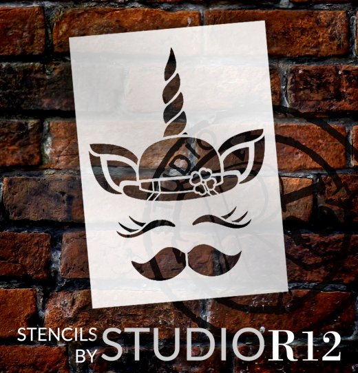 Boy Leprechaun Unicorn Stencil with Mustache by StudioR12 | DIY St. Patrick's Day Home Decor | Paint Fun Wood Signs | Select Size | STCL5605