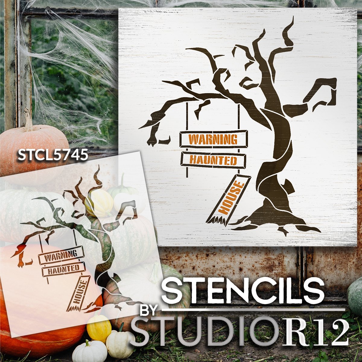 Spooky Hollow Tree Stencil by StudioR12 | Haunted Halloween Art - Mini 4 x  6-inch Reusable Mylar Template | Painting, Chalk, Mixed Media | Use for