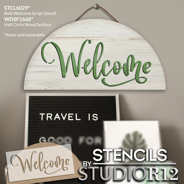 Bold Welcome Script Stencil by StudioR12 | Craft DIY Home Decor | Paint Wood Sign | Reusable Mylar Template | Select Size | STCL6029