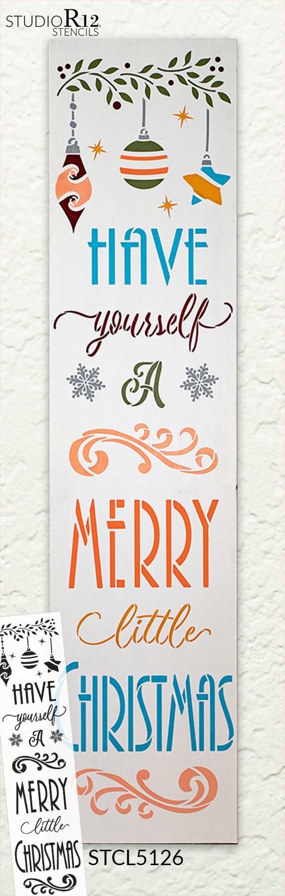 Have Yourself Merry Little Christmas 2-Part Stencil by StudioR12 | DIY Home Decor Gift | Craft & Paint Wood Sign Reusable Mylar Template | 4 foot | STCL5126