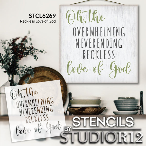 Overwhelming Love of God Stencil by StudioR12 | Craft DIY Rustic Entryway Decor | Paint Spiritual Family Room Sign | Christian Verse | Select Size | STCL6270