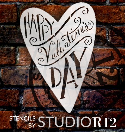Happy Valentine's Day Heart Shape Stencil by StudioR12 | DIY Farmhouse Home  Decor | Craft & Paint Wood Signs | Select Size | STCL5626