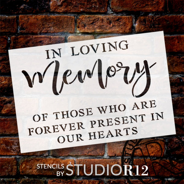 in Loving Memory Stencil by StudioR12 | Craft DIY Wedding Decor | Paint Memorable Wood Sign | Reusable Mylar Template | Select Size | STCL6086