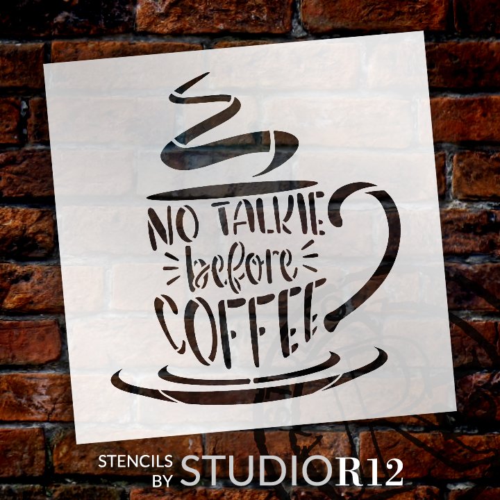 But First Coffee Script Stencil by StudioR12 | DIY Kitchen & Coffee Bar  Decor | Craft & Paint Wood Signs | Select Size | STCL5631