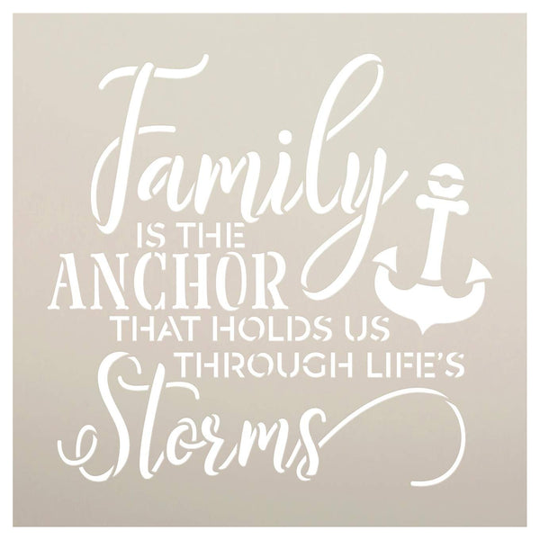 Family is The Anchor Stencil by StudioR12 | DIY Modern Country Farmhouse Home Decor | Inspirational Cursive Word Art | Craft & Paint Wood Sign | Reusable Mylar Template | Select Size